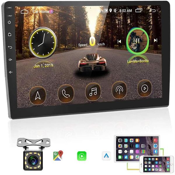 10 1 pulgada Car DVD Carplay Android auto Monitor Estéreo con cámara de respaldo Pantalla táctil Soporte WiFi Mirror Link Volante Cont193R
