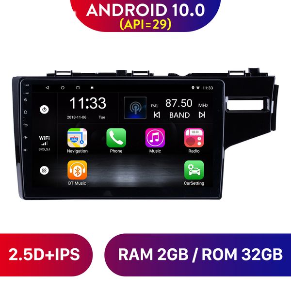 Lecteur DVD de voiture Android Radio 10,1 pouces Quad-core GPS Navigation Stéréo Multimédia pour 2014-2015 HONDA JAZZ/FIT (RHD)