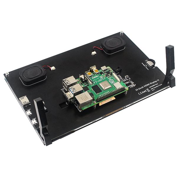 Écran tactile Raspberry PI 4B de 10,1 pouces moniteur capacitif à écran tactile 1024x600 Affichage LCD avec porte-grenouille pour Raspberry Pi 4/3