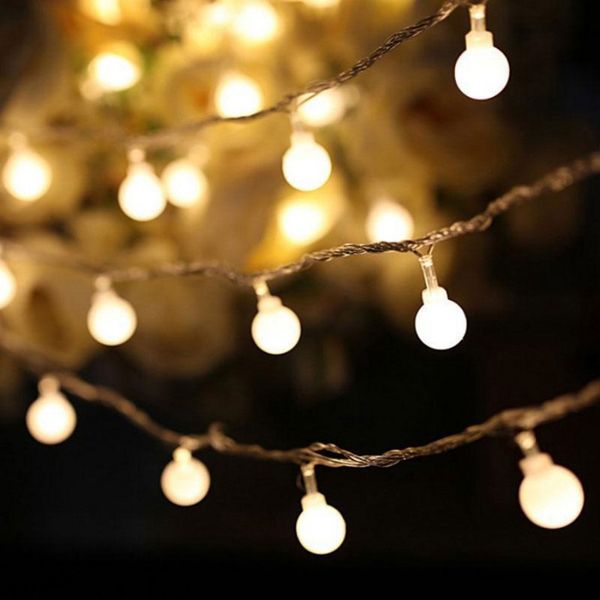 Guirnalda de luces LED de bola de 10-100M para exteriores, cadena de luces, guirnalda de luces, bombilla, luces de hadas, fiesta, hogar, boda, jardín, decoración de Navidad