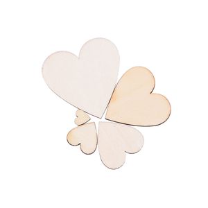 10-100 mm Corazones de madera sin terminar amor rodajas de madera en blanco Artesanías de bricolaje para la fiesta de cumpleaños Pintura de Navidad Decoración de bodas