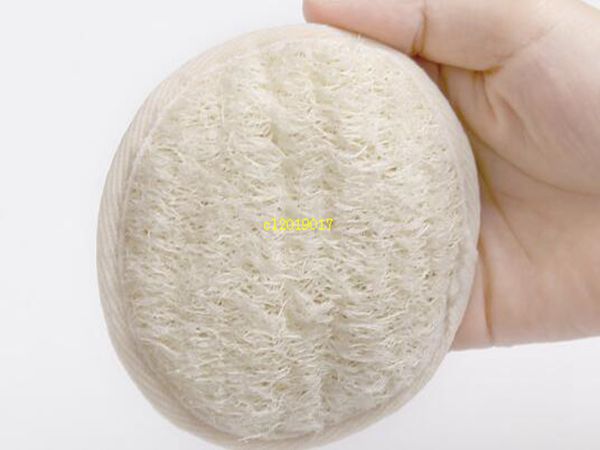 Coussin de luffa naturel de forme ronde 10x10cm, brosse arrière, éponge de bain, douche, Spa, exfoliant pour le visage et le corps, accessoires de bain