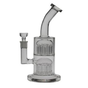 11 pouces de haut DOUBLE MICRO 13 à 13 bras arbres bong percolateur connecté avec fond en verre Dab Rig taille du joint 14.4mm