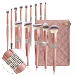 Juego de brochas de maquillaje de diamantes, 10/12, 14 Uds., base en polvo cosmético, colorete, contorno, sombra de ojos, delineador, cejas, pestañas, herramienta de maquillaje