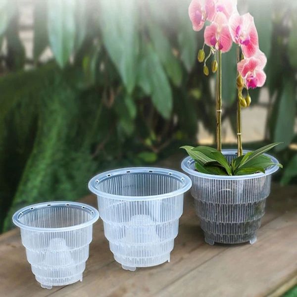 10 12 15cm Orchidée Clear Flower Pot Plastique Slotted Orchid Pots Pots de fleurs Plans