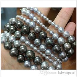 Collares con cuentas 10-12 mm natural tahitiano negro verde gris perla collar 18 pulgadas