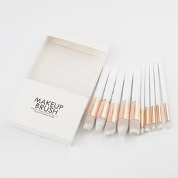 10/12 pièces ensemble de pinceaux de maquillage professionnels manche en bois blanc fond de teint pour le visage de haute qualité outils de beauté cosmétiques avec boîte blanche meilleure qualité