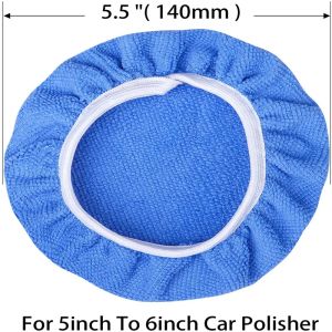 10 / 14pcs Bonnets de polinisher microfibre à voiture douce Couverture de pavé de polissage de voiture bleue (5 à 6 pouces)