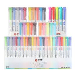 15/10/20/25 Colores de doble cabeza Fluorescente Creative Highlighters Marker Pens School Supplies Lindo Kawaii Stationery 240425