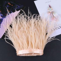 Adornos de Plumas naturales de 10-15CM, 10 yardas, adorno de cinta para vestido de mujer, accesorio de costura, flecos de Plumas de avestruz, gran oferta