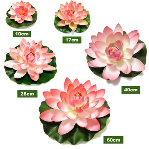 10/17/28/40/60Cm Kunstbloem Drijvende Nep Lotus Plant Levensechte Waterlelie Micro landschap Voor Vijver Tuin Decor