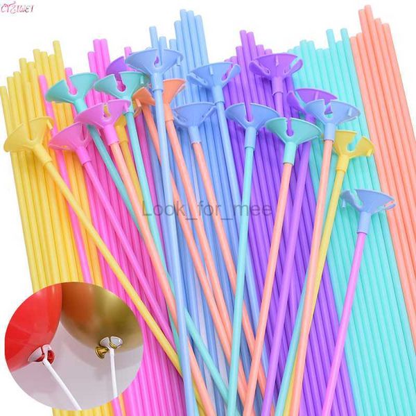 10/20/30/50pcs 30cm Latex Ballon Bâton Multicolore En Plastique Macaron Ballon Titulaire Tasses pour Mariage Anniversaire Décor Accessoires HKD230808