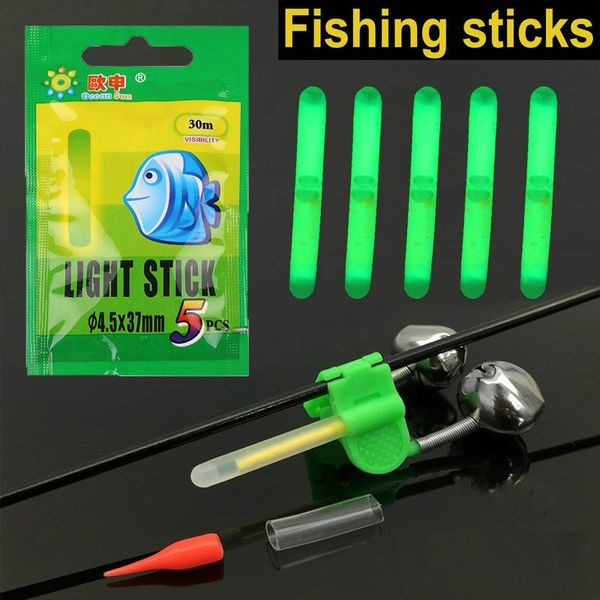 5 pièces accessoires de pêche poisson lucioles Fluorescent Lightstick nuit flotteur tige lumière sombre lueur bâton outil d'attirail