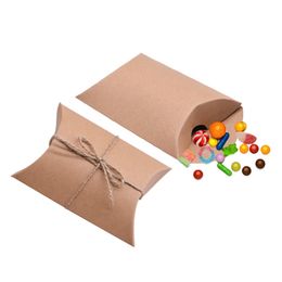 10/20/30pcs Kraft Paper Pillow Candet Candy Candy Packaging Cajas Bolsas de dulces Baby Shower Decoración de fiestas de cumpleaños