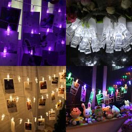 10/20/40 LED-verlichting Foto Clip Garland Batterij Fairy Kerst String Decoratie Luces de Navidad Y0720