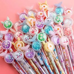 10/20 / 50 / 100pcs / Set Kawaii Sequin Gel stylo mignon Butfly Bunny Fawn Daisy Signature Pen 0,5 mm Black Ink Office School Cadeaux 240325