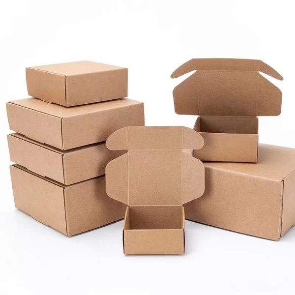 10/20/50 Pièces Kraft Paper Boîte cadeau vide pliable Petite boîte en carton pour les bonbons et les bijoux Emballage Small Commercial Transportation Box 231227