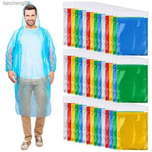 10/20/50 Stuks Regenponcho's Volwassenen Wegwerp Plastic Regenjassen met Kap Draagbare Noodregenjassen voor Outdoor Activiteiten L230620