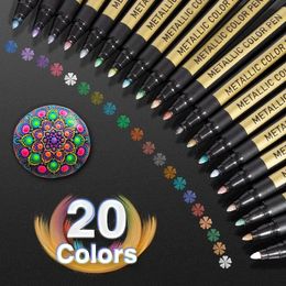 10/20 Color Metallic Paint Marker PEN PRUMERENT ÉCRIT PEINTURE ROCH PO Album Scrapbook Verre Bois Card Carte Art Marker 231227