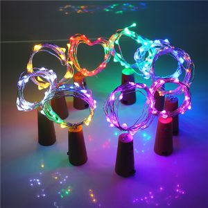 10 20 LED DIY Cork Light String tapón de botella de vino cobre Fairy Metal Strip Wire vacaciones al aire libre decoración de fiesta de navidad