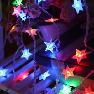 10/20 LED Star Fairy Lights Garland Battered Star Twinkle String Light Light Copper Fire Lighting Mariage Décoration de Noël