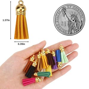 10/20pc Cuir Fridge Fringe Keychain Charms Pildeaux Pendange Fibre Fringe Fringe en daim Chaînes clés de gland pour la fabrication de bijoux artisanaux DIY