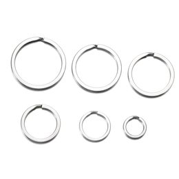10-20PCS 15-35 mm roestvrijstalen sleutelringen rond Flat Line Key Ring voor sleutelhangers Key Rings Diy Sieraden maken accessoires maken