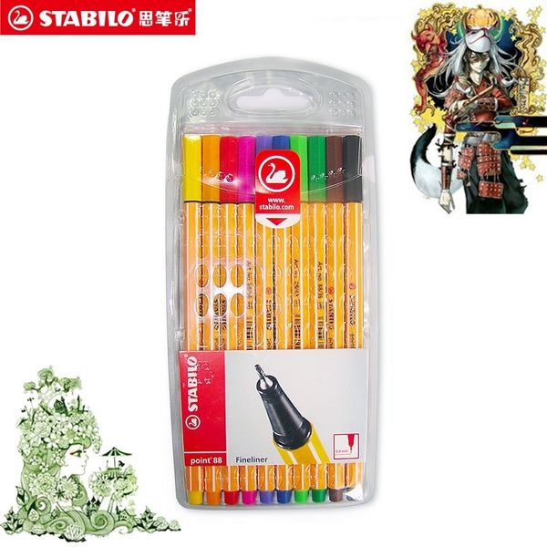 10/20 unids/set Geramy STABILO Swan 88 Resurrect 0.m Fibra Pen Stabilo Art Sketch Pen Paperlaria Art Marker para animación Manga Y200709