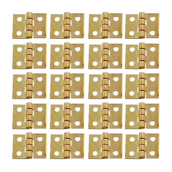 10/20pcs pequeñas bisagras de metal pequeñas/doradas/plata para accesorios de muebles de gabinete en miniatura prefabricados de casa 1/12 para hardware para el hogar