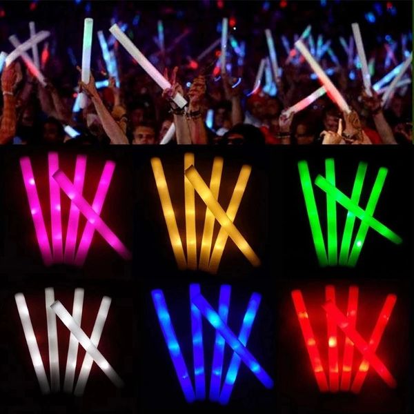 10/25/35/70pcs LED coloré Glow Sticks Light-Up LED Glow mousse de mousse Cheer tube Dark Light Birthday Wedding Party Supplies 240407