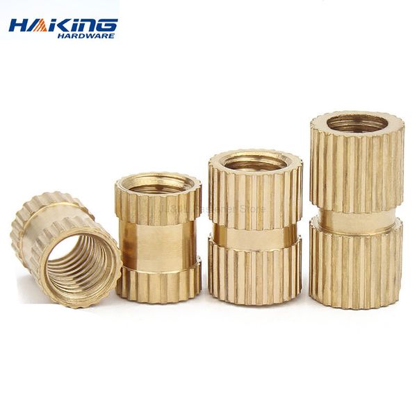 10/25/50/100 PCS PCUS LASS KNURL INSERT ÉCRONT M2 M2.5 M3 M4 M5 M6 Feme Feme Copper Mouillage Copin