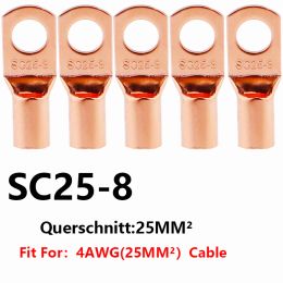 10/25/50/100pcscopper Lug Ring Draad Connectors Bare Cable Electric Crimp Terminal SC6-6 SC6-8 SC10-6 SC10-8 SC16-6 SC25-6 SC25-8