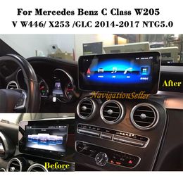 Lecteur DVD de voiture Android 10.0 de 10,25 pouces, navigation stéréo pour Mercedes Benz C W205 2015-2017, prise en charge Wifi GPS BT Radio Mirrolink, unité principale multimédia apple carplay