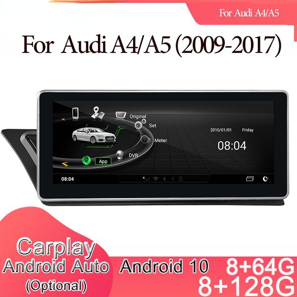 10.25 pouces lecteur écran tactile voiture dvd Android GPS stéréo multimédia Navi CarPlay Bluetooth pour Audi A4/A5 MMI 2G système conduite à gauche