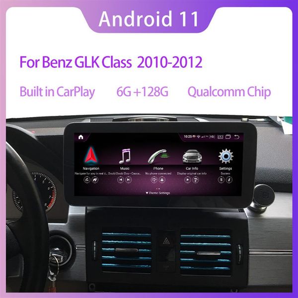 10 25 Qualcomm Android 11 6G RAM 128G ROM Radio de coche navegación GPS Bluetooth WiFi unidad principal pantalla para Mercedes GLK clase X2266S