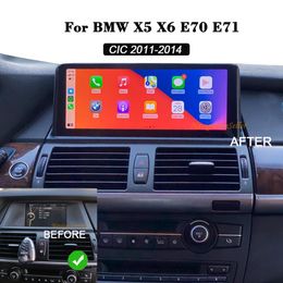 Écran tactile 10,25" Bmw X5 E70 E72 2011-2014 CIC Mise à niveau de l'écran sans fil Apple CarPlay Android Auto Head Unit Système de navigation Écran DVD de voiture