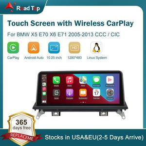 Écran tactile multimédia Carplay sans fil 10.25 pouces, unité principale Android auto pour BMW X5 E70 X6 E71 2007 – 2013, système CCC CIC