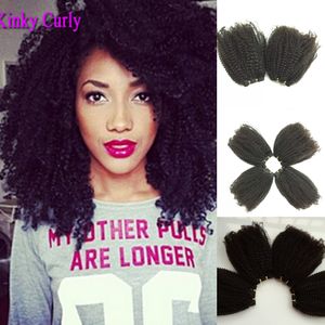 10-26 pouces 4pcs / lots afro kinky curl tissage indien brésilien mongol péruvien crépus bouclés vierge extensions de cheveux humains naturel noir