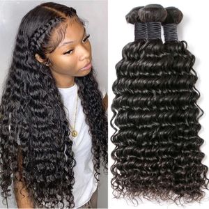 Peruaanse mensenhaarverlenging 3-4 stks/veel maagdelijke remy weeft onbewerkte Deep Wave krullend haar inslag Bellahair 8-34inch 8a