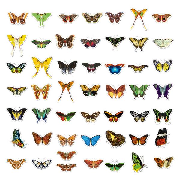 10/30/50/100pcs pegatinas de insectos retro divertidas calcomanías de mariposa de mariposa impermeable niños