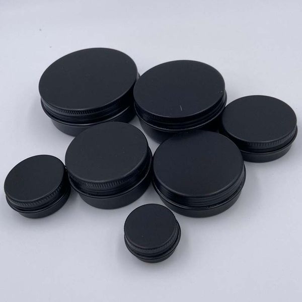 10/30/50/60g vide Mini noir mat en aluminium pot de crème Pot Nail Art maquillage brillant à lèvres cosmétique métal boîtes conteneurs 100 pièces