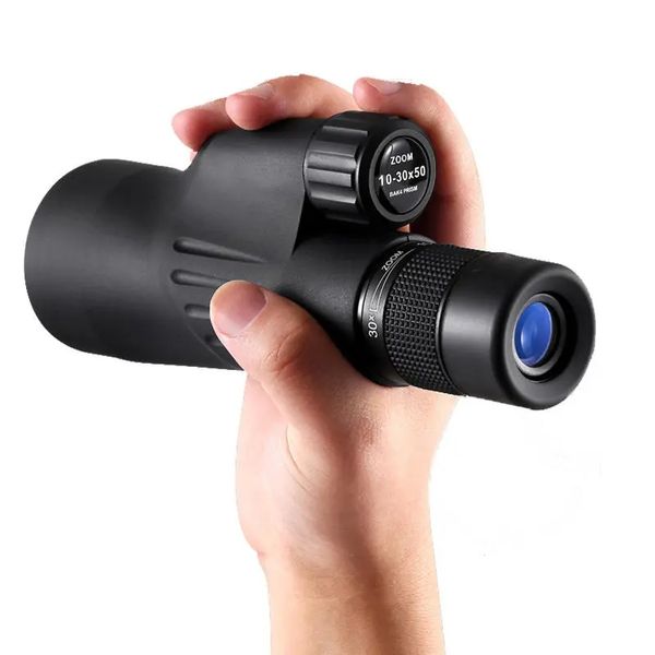 Telescopio monocular 10-30*50 ajustable BAK4 FMC recubierto de mano para observación de aves Smartphone