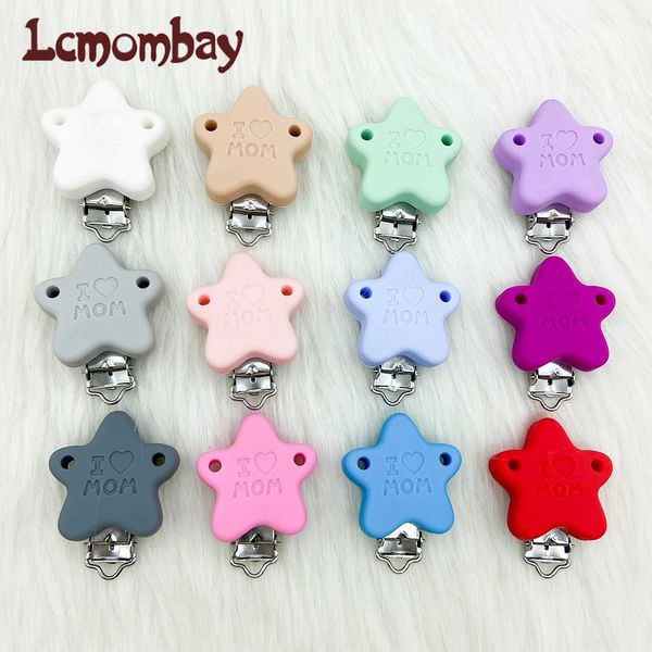 10/30/50pc Love Mama Star Clip de silicona para dientes DIY bebé cadena falsa soporte para chupete nacido chupete lactancia juguete para la dentición 240115