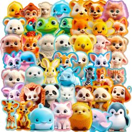 10/30 / 50pcs mignon caricatures 3D Animal PVC Autocollant esthétique Chidlren's Stationery Decoration Scrapbooking School Supplies for Kids