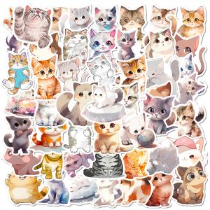 10/30 / 50pcs Couleurs mignonnes Cat Cat PVC Autocollant décoration esthétique Scrapbooking Spapeare de papeterie coréenne pour enfants Supplies