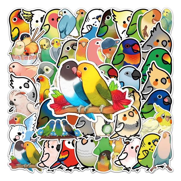 10/30 / 50pcs Kawaii Parrot Bird Graffiti Autocollants Trave Notebook Téléphone Taptop Guitar Graffiit Autocollant Gift For Kid Toy Wholesale