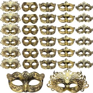 10/30 / 50pcs Mardi Gras Masquerade Masque Venetian Mardi Gras Masque Vintage Masques antiques pour hommes Femmes Cosplay Carnival Party 240403