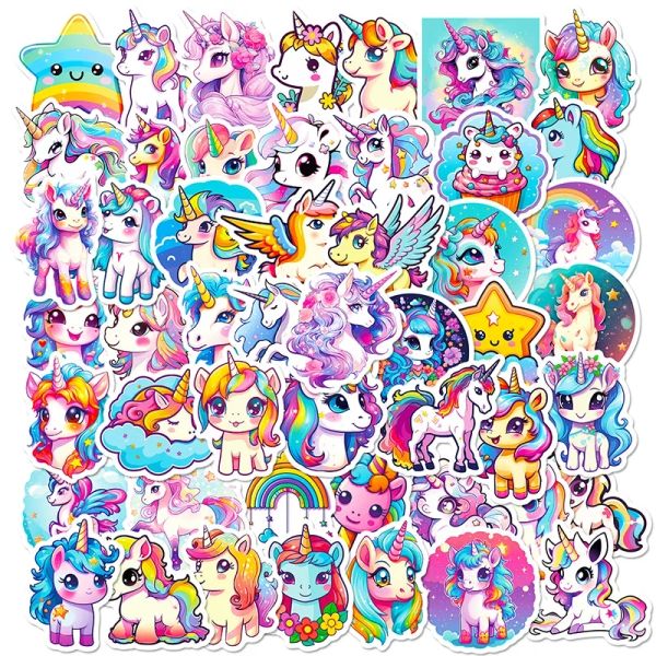 10/30 / 50pcs Unicorn Flight PVC Sticker Aesthetic Decoration Scrapbooking Children's Korean Stationery School Supplies for Kids