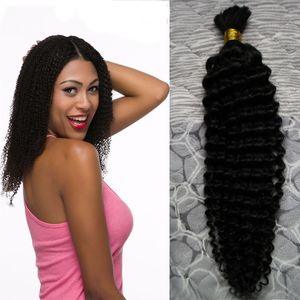 10-30 inch Menselijk haar Haak Bulk Braziliaans Haar Weave Bundels 100% Braziliaanse Diepe Krullend 100g Menselijk Vlechten Haar Bulk Bundel Geen inslag