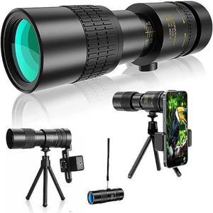 Telescopio Monocular HD de 10-30040mm con adaptador para teléfono inteligente, lente Monocular transparente BAK4 Prism FMC para observación de estrellas, observación de aves, caza